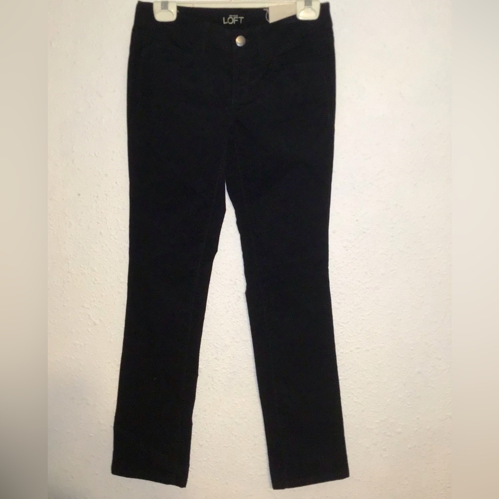 Ann Taylor loft black corduroy modern straight jeans size 25